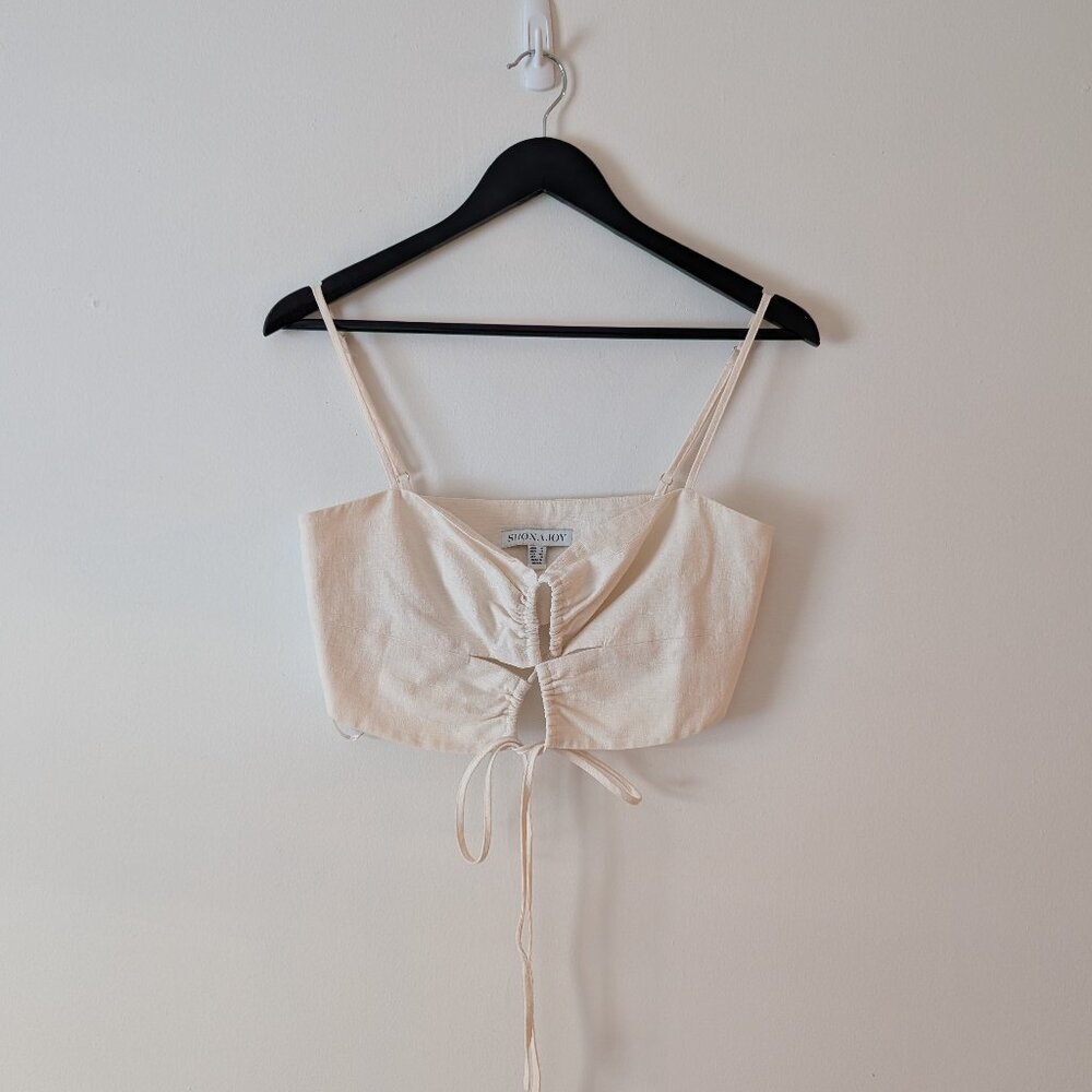Shona Joy Cream Tie-Front Crop Top